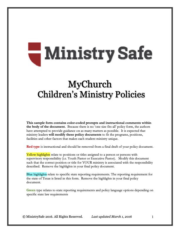 @Sample Policy - (Ministry Safe)