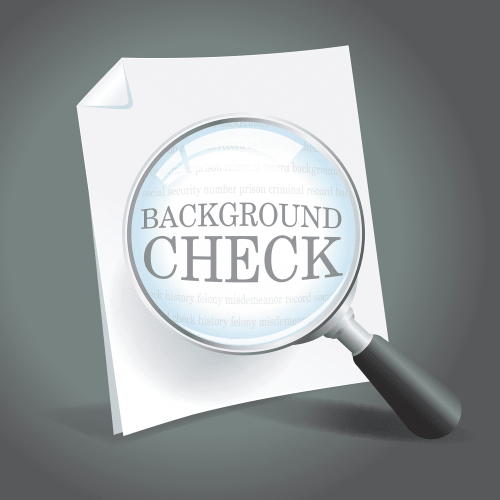 magnifying glass with a saying background checks